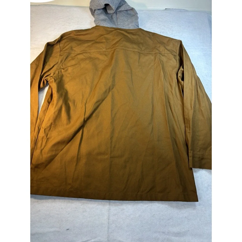 Wrangler Workwear Mens 2XL Shirt Jacket Briwn Unlined Canvas With Hood NWOT